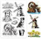 GLOBLELAND Transparente Stempel mit Blumenbusch, Border Collie, Windmühle, Brunnen und Wasserrad, Silikon, transparent, für Bastelarbeiten, Scrapbooking, Karten, Fotoalbum