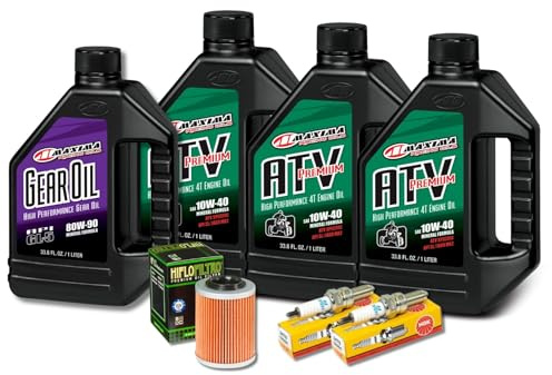 Maxima Großes Ölwechselset 3 Liter Motoröl ATV 10W-40 + Ölfilter HF152 + Getriebeöl GL5 80W-90 + 2 x Zündkerzen CR8EK für Cfmoto Cforce 850 1000 Touring