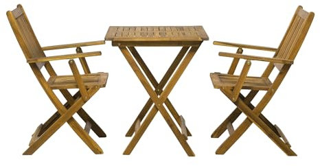 Dynamic24 Garten Sitzgruppe massiv Essgruppe Balkon Terrasse Holz Gartenstuhl Gartentisch