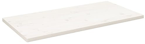 LAPOOH Tischplatte Weiß 100x50x2,5 cm Massivholz Kiefer Rechteckig, Arbeitsplatte, Holzplatte, Schreibtischplatte, Waschtischplatte, Küchenarbeitsplatte