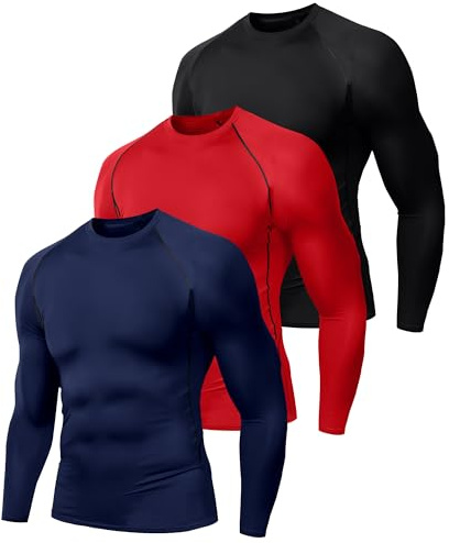 Holure Men's Compression Shirts Long Sleeve Running Top Quick Dry Base Layer Tops for Gym Sports Workout
