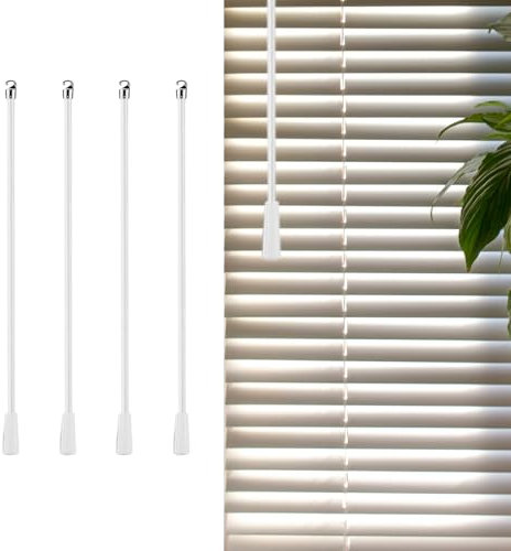 4 PCS Fiberglass Blinds Wand Blind Stick Replacement Part with Hook Curtain Pull Wand Levolor Blinds for Windows Venetian Binds Vertical Blinds Replacement Parts Open and Close The Blinds (4, 17inch)