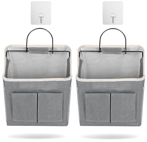 AiQInu 2 Stück Hängende Aufbewahrungstasche, Aufbewahrung mit 5 Fächer, Hochwertigem Segeltuch Lagerung Veranstalter, High Capacity Faltbares Wandorganizer, für Badezimmer, Zuhause, Büro, Wohnmobil