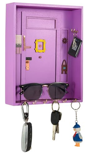 ZRAYU Key Holder Wall Mount, Friends TV Show Merchandise, Cute Key Hooks for Wall, Key Mail Organizer for Home Room Office Decor, Purple Handmade Key Hanger Gifts for Women Friends Lovers