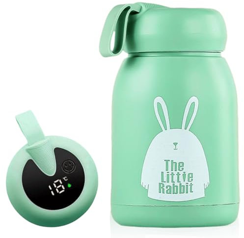 Termo de 320 ml, termo para bebé de viaje, de acero inoxidable, con indicador de temperatura LED, ideal para el calor y el frío (verde)