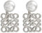 FDEETY Ohrringe Damen 18K Gold Geometrische Perlenohrstecker mit Ausschnitt lange Ohrringe Hängend Hypoallergen Geeignet für Alltags und Partykleidung(Silber)