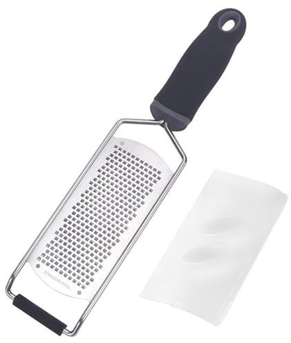 Cheese Grater, Grater Ideal for Grating Fine Parmesan Cheese, Lemon, Gingers, Garlic. Hand Grater Sharp Wide Stainless Steel, Dishwasher Safe, TPR Soft Handle,Parmesan Grater,Gruyere Cheese