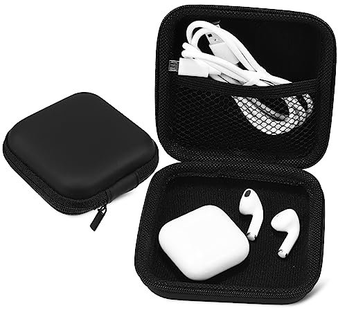 jojofuny 2pcs Small Electronic Storage Pouch Hard Shell Bag Mesh Pocket Earphone Case Power Bank Pouch Travel Organizer Bag