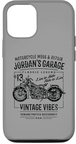 Hülle für iPhone 12/12 Pro Jordan's Garage Motorrad Design für den Namen Jordan