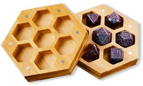 ORUZA Scatola in legno DND, contenitore in legno con magnetico, per D&D Polyhedral RPG e Tabletop Gaming Cube