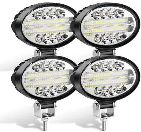 SKYWORLD 4PCS Ovale Phare de Travail led, 5.5 pouces 14CM 20W Projecteur LED Voiture 12V 24V Longue Portee feux de travail Phares Etanche pour 4x4 Offroad Camion Tracteur SUV feu antibrouillard