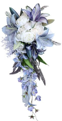 MISUVRSE Bouquet de mariage élégant de 61 cm pour demoiselle d'honneur Bouquet de mariée imitation fleurs de lys