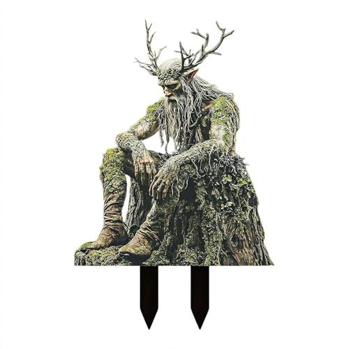 TETSMG Waldgeist Gartenstecker, 2D Acryl Gartendeko für Draußen Wetterfest, 17 x 30 cm Garten Deko Draußen, Elfen Gartenfiguren, Lustige Blumenstecker Garten Baumstecker Gartenschilder für Hof Rasen