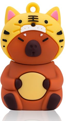 leizhan 16GB USB Flash Laufwerk USB Speicher Stick USB-Stift Niedliches Capybara Design Memory Stick Geeignet für Kinder Studenten Graduierung Geschenk Souvenir - Tiger-Mütze