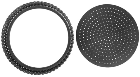 EPIGEIST Teglia per Pizza Antiaderente 9 Pollici con Fondo Rimovibile in Acciaio al Carbonio, Teglia Rotonda Forata per Forno, per Ristoranti e Uso Professionale