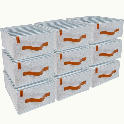 o'secret Kleiderschrank Organizer für IKEA PAX 100 cm, 9er Set | Je 8 Fächer, stapelbar und faltbar, Kleideraufbewahrung mit stabilem Boden, Mesh-Gewebe, Griffen für Jeans, Hosen und Shirts