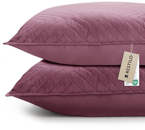 RESTILO Kissenbezug 50x70 cm 2er Set Violett Kissenhülle Dekorative Sofakissen Dekokissen Zierkissenbezug Ultrasonic Steppung weich für Sofa deko ideal für Wohnzimmer Schlafzimmer Softa