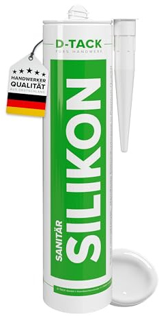 D‑TACK Sanitär‑Silikon weiß - 310 ml | Standfeste, schimmelbeständige Silikon-Dichtmasse für Bad & Feuchträume| UV‑beständig, lichtecht | Für Innen- & Außenbereich | Profi-Qualität
