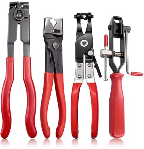 Slangklämtång 4-delat tänger set med slangklämma tång skärtång rörtång höghållfast kolstål halkfria handtag bilverktyg för slangklämmor led-axelskydd