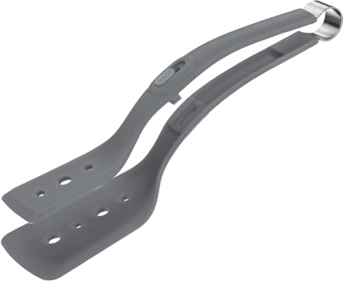 M METERXITY Silicone Spatula Tongs 11.8in, Kitchen Cooking Tongs, Dark Gray | Stainless Steel, Anti-Scald Multifunctional Flipper Grill Clamp, for Cooking, Barbecue