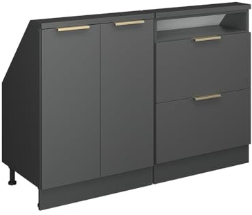 Vicco Küchenschrank für Dachschrägen R-Line, Anthrazit-Gold, 120 cm 2er Set, geeignet für schräge Wände und Variable Küchenmontage