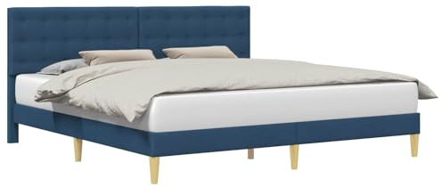 vidaXL Bettrahmen mit Kopfteil Blau 180 x 200 cm Stoff, Bezahlbarer, rechteckiger Bettrahmen mit Sperrholz-Kopfteil, ideal für Dein minimalistisches Schlafzimmer