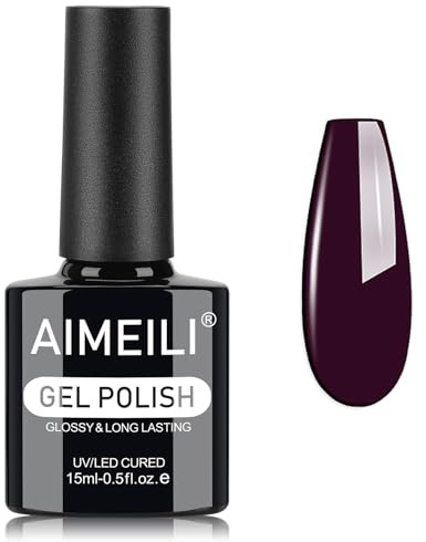 AIMEILI Smalto Semipermanente Viola Scuro Colori Semipermanente Unghie 15ml | Smalto UV LED, Soak Off Semipermanente, per Primavera Estate Autunno Inverno, Gel Unghie Fai Da Te per Salone di Casa