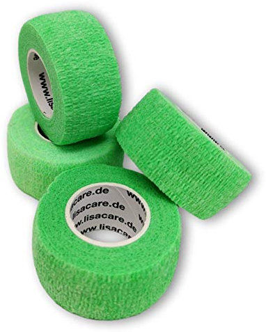 LisaCare Pflaster Rollen - elastisches, wasserfestes, staub- fett- und schmutzabweisendes Pflaster - Neongrün - 4 Rollen á 2,5cm x 4,5m
