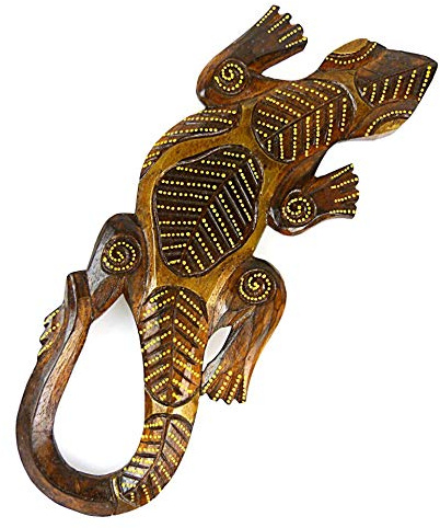 Artisanal Salamandre/Gecko/Margouillat - décoration Murale en Bois 30cm