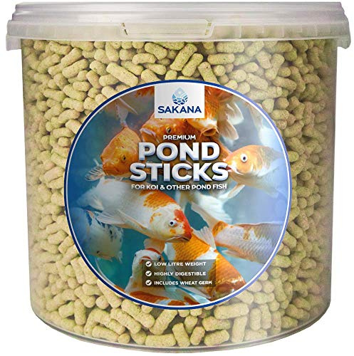 SAKANA Pond Fish Sticks | 4mm Premium Grade Healthy & Nutritious Fish Food Mixture | Naturally Balanced Feed for Ornamental Cold-Water Aquarium Fish | Great Source of Minerals & Vitamins (5L)