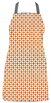 Jolee... Fabrics Wipe Clean PVC Coated Aprons - 100% Cotton Oilcloth - Adults and Childrens Sizes - Easy to Clean and Splash Proof Apron (Burnt Orange Marguerite, Adult (75cm Length))