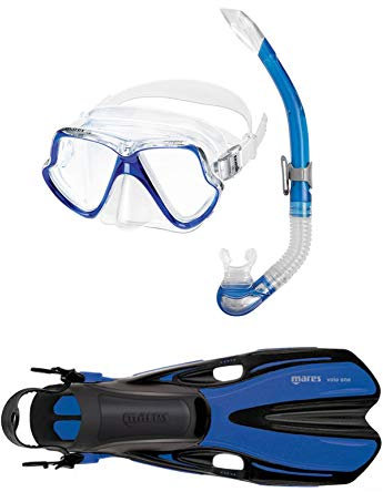 Mares Wahoo + Volo One Schnorchelset (blau, L/XL (44-47))