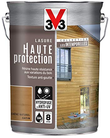 V33 Lasure Haute Protection 8 Ans, Les Intemporelles, Chêne Naturel, 5 L