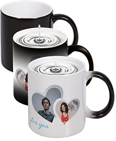 Naispanda Tasse Magique,Tasse Couleur Changeante Personnalisées Mug Magique à Personnaliser avec Votre Propre Photo ou Texte Tasse Prénom Cadeau Personnalisé pour Anniversaire 330ML,Tasse Magique
