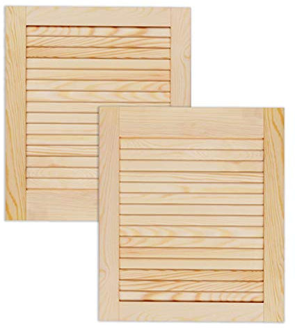 ben+camilla.com Lamellentür Holztür Natur 462 x 394 x 21 mm mit geschlossenen Lamellen für Regale, Schränke, Möbel | Kiefer Holz unbehandelt | Doppel-Paket 2-er Pack