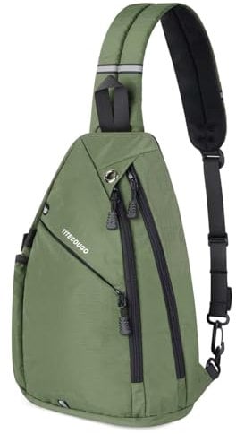 TITECOUGO Sling Backpack Travel Shoulder Bag One Strap Crossbody Bags Lightweight Chest Daypack Camp Day Packs for Women and Men Hiking Accessories Large Green