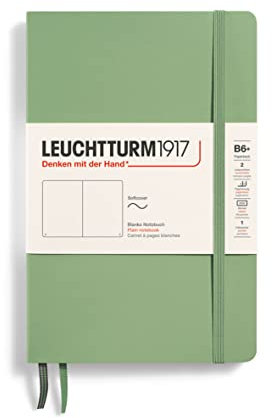 LEUCHTTURM1917 363935 Notizbuch Paperback (B6+), Softcover, 123 nummerierte Seiten, Salbei, Blanko