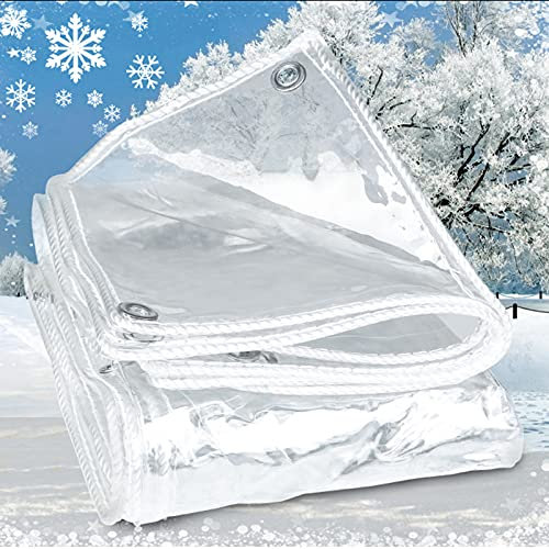 ZPTAT Abdeckplane Transparent Plane Wasserdicht, Faltbar PVC-Material Vordächer Durchsichtig Outdoor Regenstoff Externer mit Ösen, für Vorhang Balkonmöbel Gartenabdeckung (0,3 mm),2.5x3m(8x9ft)