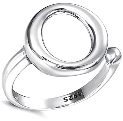 Helen de Lete 925 Sterling Silber Geometrischer Kreis Ovale O-Linie Öffnen Ring