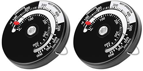 BORDSTRACT Termometro Stufa a Legna, 2 Pezzi Misuratore di Temperatura Del Forno, Accessori Stufa Legna, per Camino Cucina per Stufa a Camino per Canna Fumaria Bruciatori a Legna