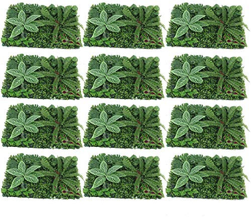 12 Stück Künstlich Hecke Kunstpflanzen Rasen Wand Künstlich Hecke Wand Panels Gartendekor 60 * 40 cm
