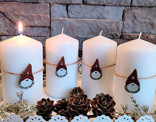 Adventszahlen 1-4 für Kerzen Flaschen Kerzenhalter Adventskranz Weihnachtsschmuck Adventszeit Wichtel Weihnachtswichtel nordischer Stil