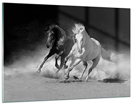 Deco Cadre Salon Andalouse Chevaux Galop Moderne Impression sur Verre 120x80cm Image Tableau en Verre Decoration Murale Chambre Horizontal Art Grand XXL Tableaux Decoratifs Muraux GAA120x80-4240