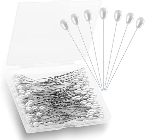ASTER 100 Stück Perle Stecknadeln, Faux Perle Kopf Nadeln 55mm Dekonadeln mit Perlkopf Hochzeit Perle Blumen Nadeln, Weiße Stecknadeln mit Kopf für Nähen Schmuckherstellung Hochzeit Dekorationen