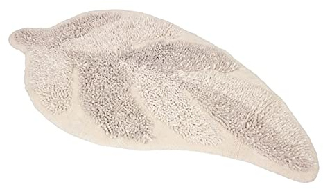 SOFFICIOSO Tappeto Bagno Doccia Forma Foglia Retro Antiscivolo in Spugna MOD. Leaf Avorio