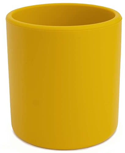 OLGS Silikon Becher Trinkbecher für Kinder | Trinklernbecher, Kinderbecher Rutschfest Gelb | Kindergeschirr Babybecher Silikonbecher für Baby und Kleinkinder Spülmaschinenfest BPA-frei 200ml (Mustard)