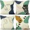 Aoihrraan Kissenbezüge 4er Set, Abstrakte Minimalistische Boho Mann Gesicht Frau Körperlinie Weicher Kurzer Plüsch Quadrat Kissenbezug für Sofa Couch Schlafzimmer Auto Stuhl Wohnkultur 40x40cm