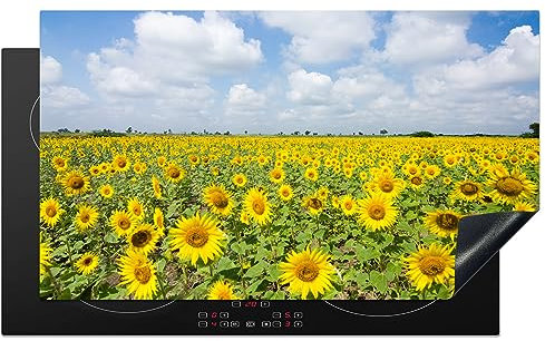 MuchoWow Herdabdeckplatte Ceranfeld Spritzschutz Küche Induktionsherd Abdeckung Induktionskochfeld Ceranfeldabdeckung Natur Blumen Blumenfeld 90x52