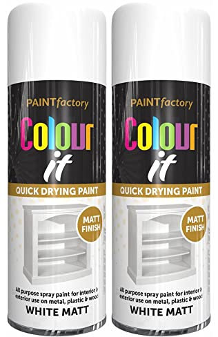 Q&H White Matt Paint Spray for Surface Décor - Interior & Exterior Fast Drying Aerosol Sprays - Ideal Body Paints for Metal, Plastic & Wood - Smooth Touch Matt Finish Protect from Rust Home 400ml (2)