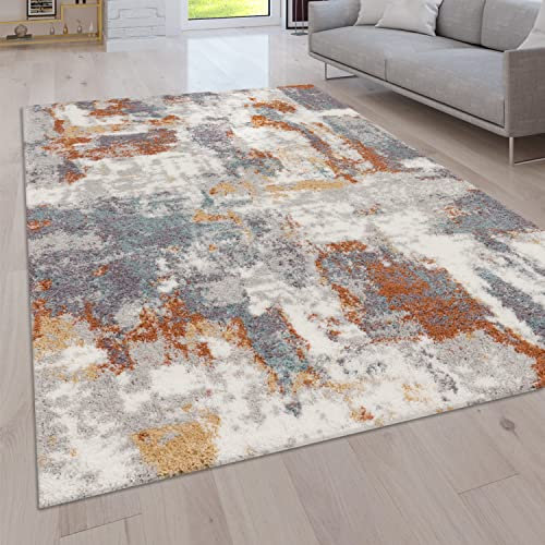 Paco Home Hochflor Teppich Wohnzimmer Schlafzimmer Moderne Vintage Optik Shaggy Abstraktes Muster, Grösse:80x150 cm, Farbe:Bunt